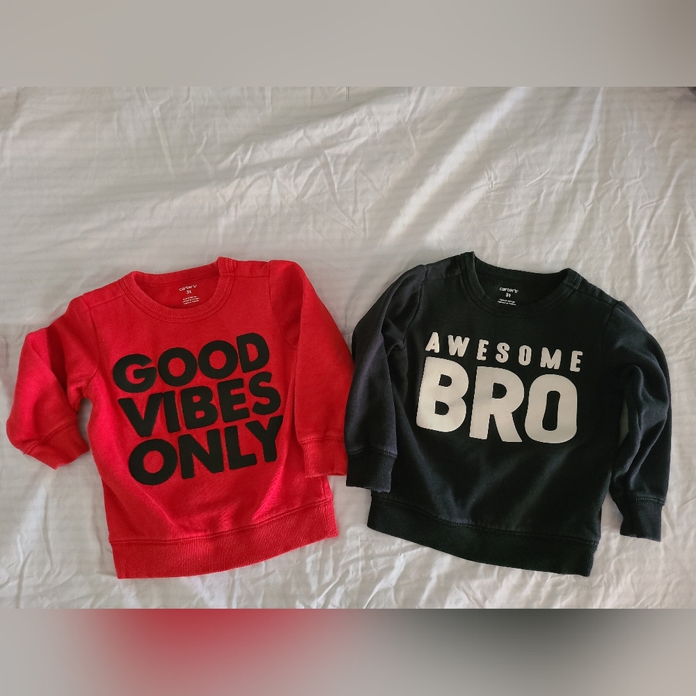 ❤️🖤Two Carter's 3T sweatshirts🖤❤️